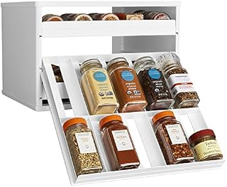 YouCopia Chef's Edition SpiceStack 30-Bottle Organizer with Universal Drawers, White