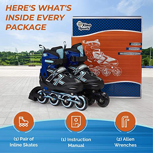 XINO SPORTS Adjustable Inline Skates for Boys and Girls, Aqua, Medium 1-4 - image 5