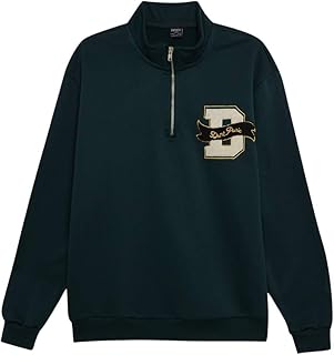 سويت شيرت منسوج بقصة عادية ورقبة مرتفعة وأكمام طويلة للرجال والشباب، أخضر، مقاس ميديوم، موديل A4469AX من ديفاكتو