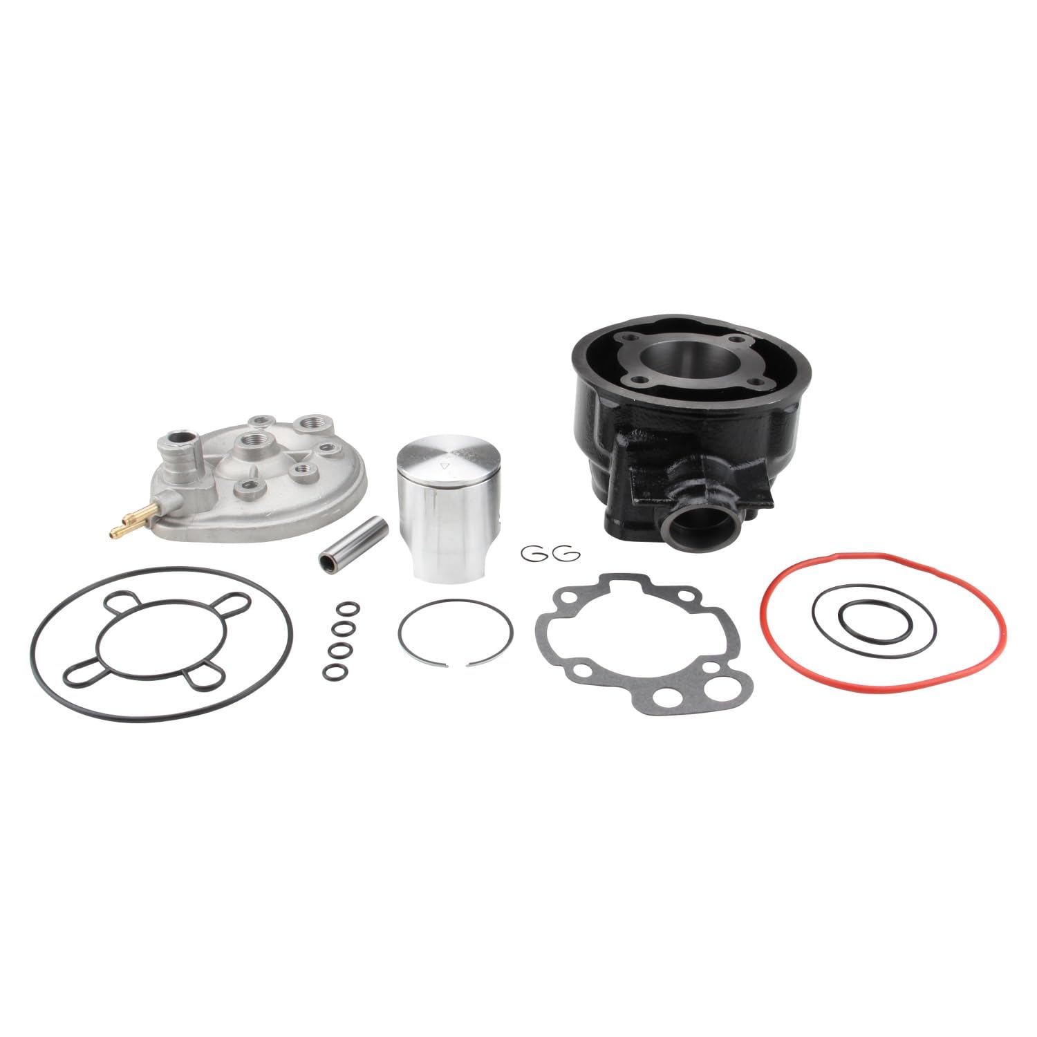 Kit pour cylindre 70 ccm - Inclus :Tête de cylindre - Culasse refroidie à l'eau pour les moteur Minarelli, AM 2, 3, 4, 5, 6, Aprilia RS, Beta RR 50, Malaguti XSM, Motorhispania Furia, Peugeot XP6