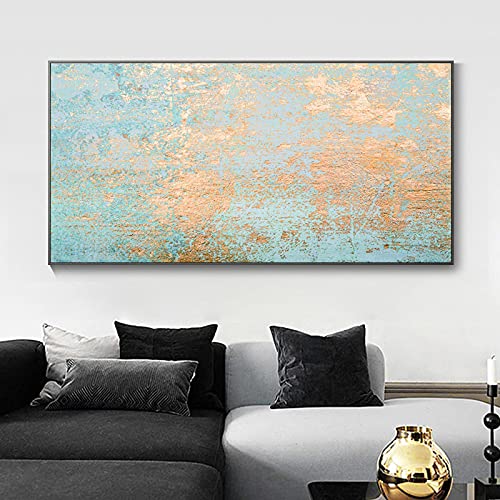 Peinture sur toile bleu doré de haute qualité pour une décoration murale raffinée