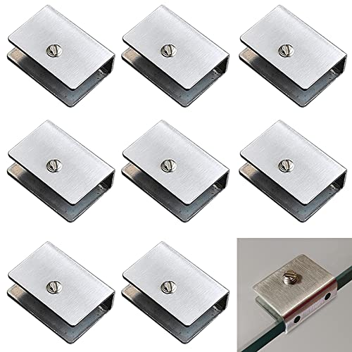 Wanlian 8 Pcs Brushed Glass Clamp Wall Mounted Glass Shelf Brackets Floating Glass Shelf Brackets Fits 1/4 Inch Glass Shelves (Rectangle Small) #TOP20
