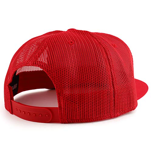 Image of Armycrew Oversize XXL Blank Flatbill Mesh Snapback Cap - Red - 2XL
