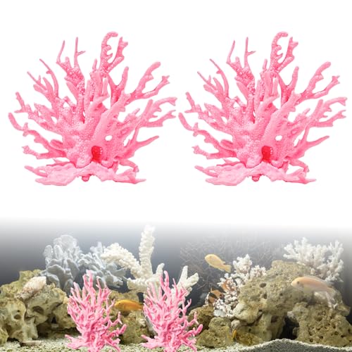 ASOFTY Aquarium Deko Künstliche Korallen, Kunststoff Korallen, Wasserpflanze Dekoration, Korallenbaum Aquarium Ornamente für Landschaft Unterwasser (Rose)