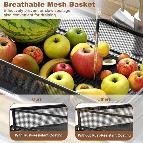 MilleLoom 5 Tier Kitchen Cart with Storage & Lockable Wheels, Metal Rolling Cart, Rolling Utility Cart Storage for Makeups Fruits Vegetables Snacks, for Living Room Home Office, Black by MilleLoom - Image 7