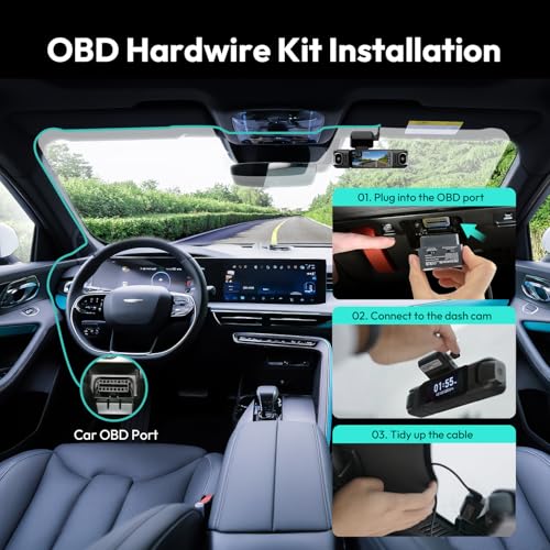 BOTSLAB Dash Cam OBD Hardwire Kit Power Cable Type USB C Port, for Botslab Dash Camera, Low Voltage Protection, Supports Parking Mode — view 5