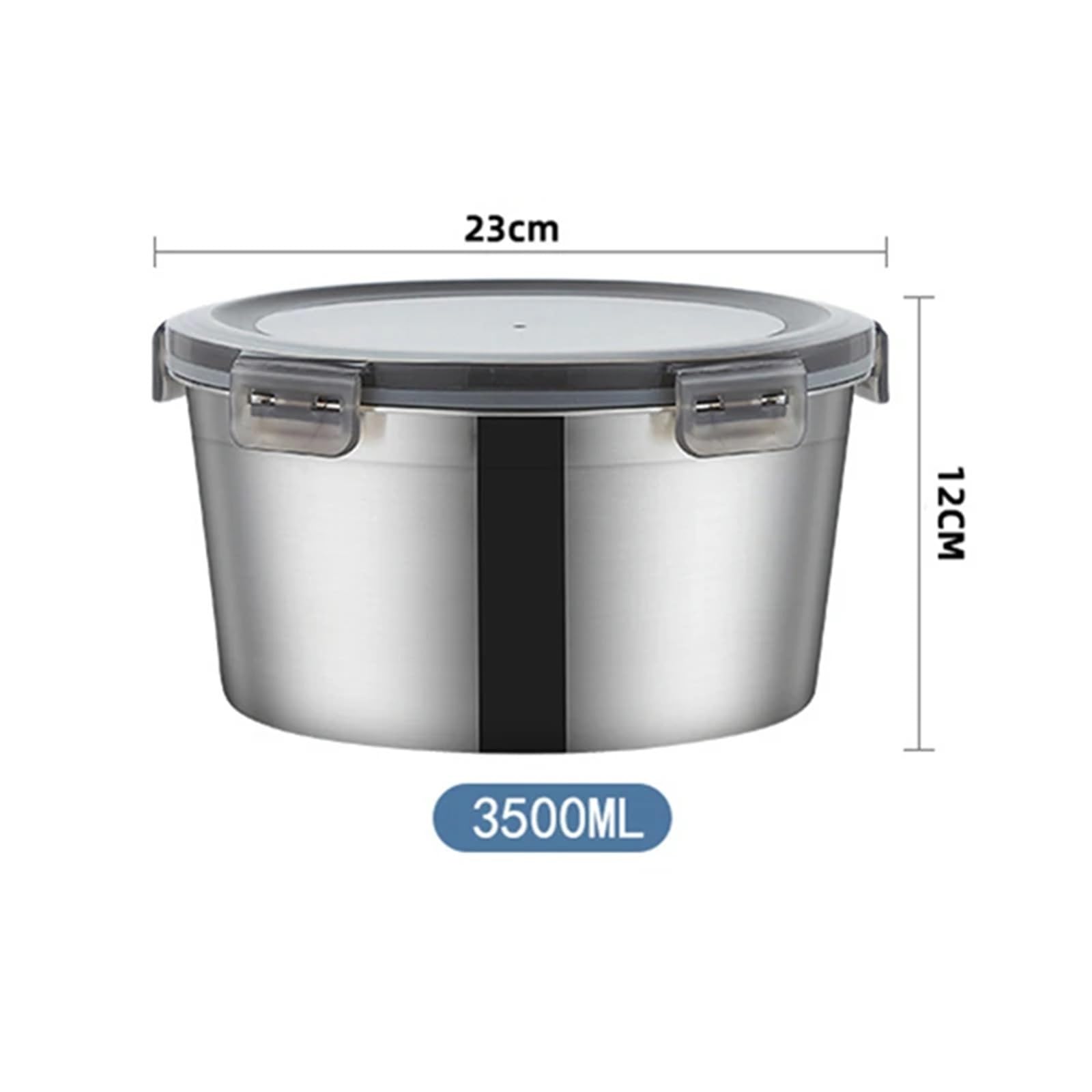 Contenitore for il pranzo rotondo in acciaio inossidabile 304, contenitore for alimenti portatile a prova di perdite, for mantenimento della freschezza, stoviglie Contenitore Per Alimenti(3500ML)