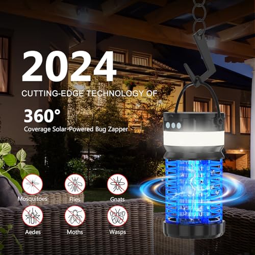 Bluelage 001 Solar Bug Zapper For Outdoor & Indoor,4200V Mosquito Zapper Waterproof Fly Trap,Portable Rechargeable Mosquito Killer thumb #1