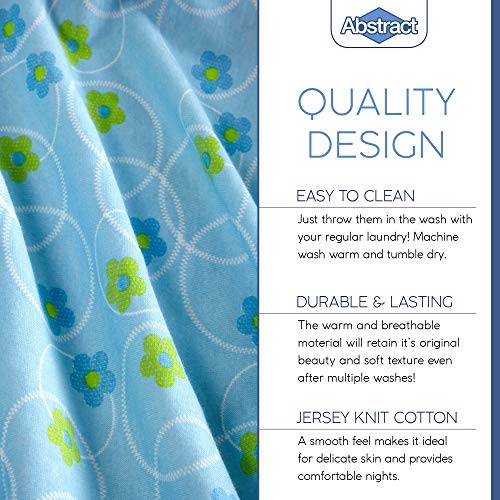 Abstract 535-BLU-FLRL-1 Super Soft Fitted Crib Sheets – 100% Jersey Cotton – For Boys And Girls - 28 Inch X 52 Inch Fits Full Size Crib And Toddler Bed Mattresses - Covered Elastic Hem – Blue Floral – By Abstract thumb #3