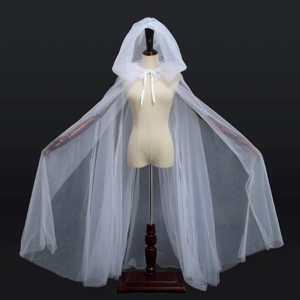 BPURB Adult Sheer Cape with Oversized Hood Halloween Ghost Cosplay Costume Cloak