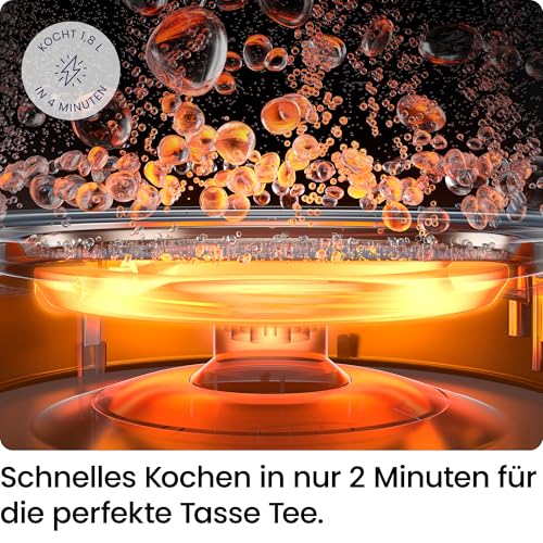 Chefman Elektrischer Wasserkocher, 1.8L 2200W, abnehmbarer Deckel, automatische Abschaltung, Trockengehschutz, Edelstahlfilter, BPA-frei, elektrische Teekanne aus Borosilikatglas
