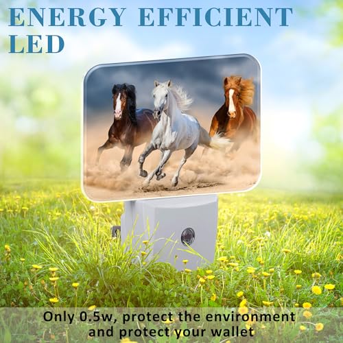 Image of Horse Running in Desert Night Light Plug into Wall, Cool Horse Night Light with Dusk to Dawn Sensor for Kid Girls Boys Women Men Room, Hallway, Kitchen, Bathroom, Stairs Decor