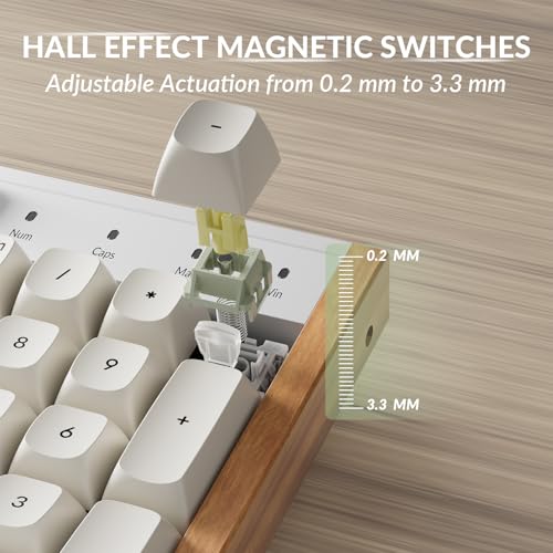 Image of Keychron K10 HE Hall Effect Keyboard, Ultra-Fast Lime Banana Magnetic Switch, Full-Size Tri-Mode Wireless Keyboard with Rapid Trigger, Adjustable Actuation, RGB, Aluminum + Wood Frame - White