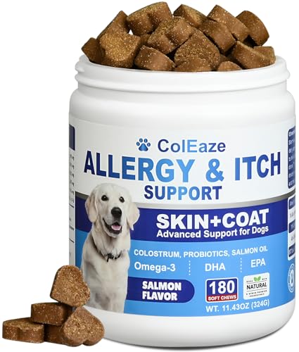 Dog Allergy Chews 180PCS Anti Itch Immune Treats Omega 3 Fish Oil...
