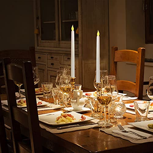 Lardux 12 Pcs 10 Inch Led Flameless Taper Candles With 6 Hours Timer - Flickering Led Candlestick Battery Operated Faux Wax Candle Lights For Dinning Table Window Fireplace Decorations #TOP1