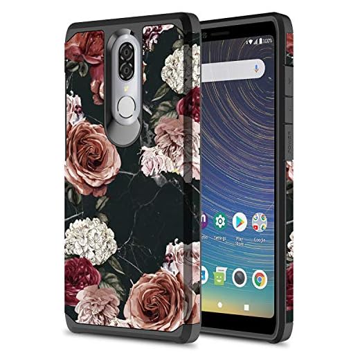 Coolpad Legacy Case, Torryka Hybird Drop Protection Sleek Slim Dual Layer Shockproof Colorful Graphic Armor Case for Coolpad Legacy (Black Marble Flower)