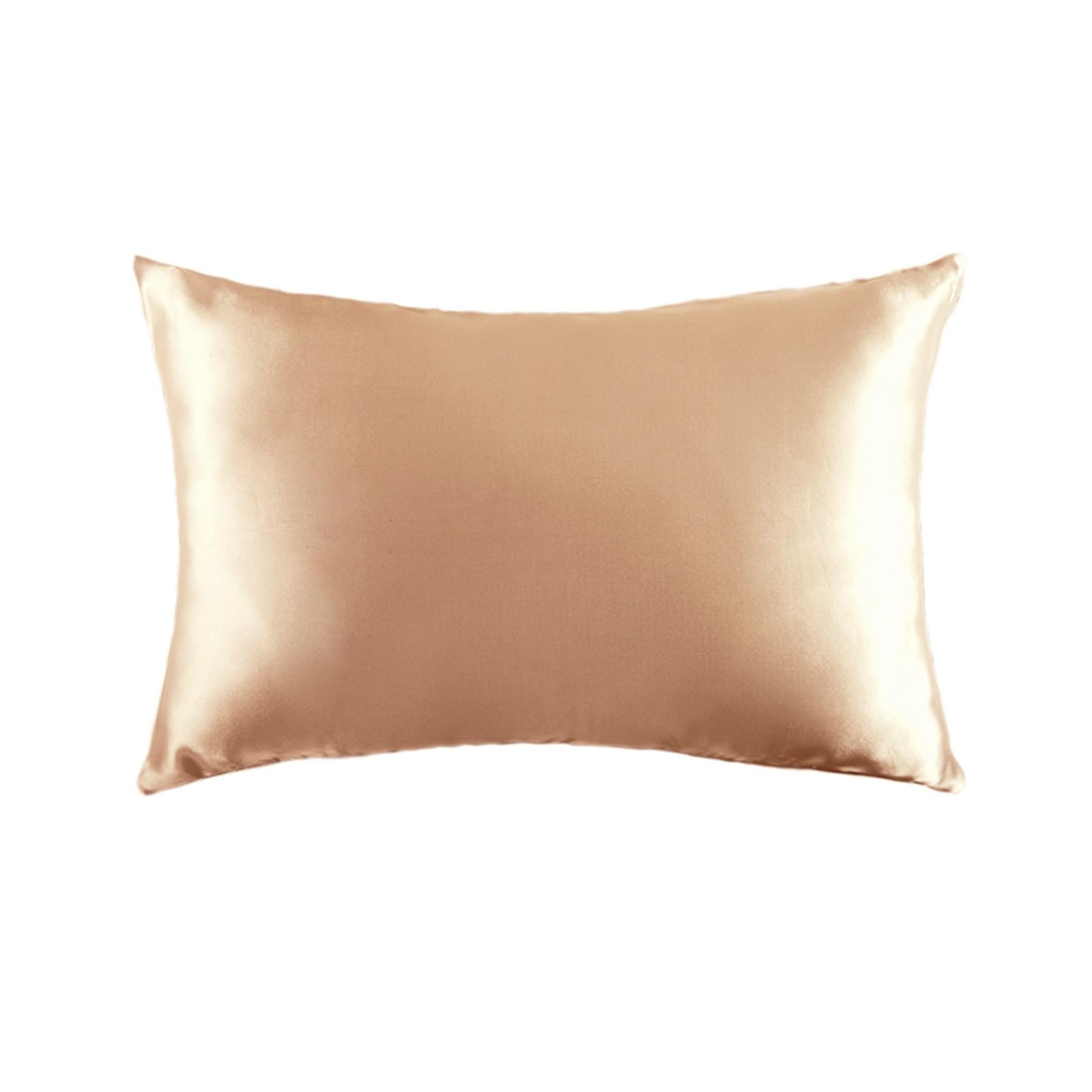 Silk Pillow Cover Double Pillowcase Pure With Hidden Zipper(Light khaki,51x76cm)