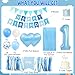First Birthday Decorations for Boy, 1st Birthday Decorations Boy with High Chair Banner, Number 1 Balloon Cake Topper Crown Banner For Baby First Birthdays Decoration