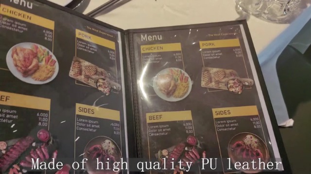 Image of Restaurant Menu Covers Holders 8.5 X 11, 5 Pack 2 View Synthetic Leather Menu Holder Covers Book Style with Angled Corners Black for Wine List, Certificate Organizer Diploma Holder (2 Page)