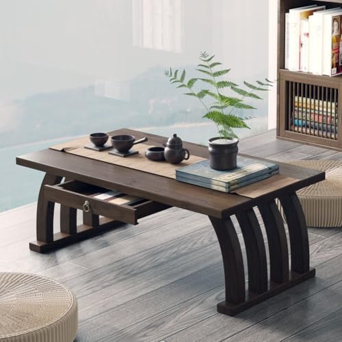 Chic Vintage Bamboo Coffee Table 31.5” - Space-Saving Design for