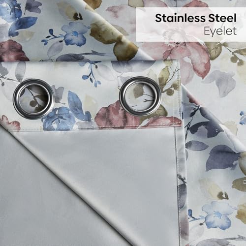 Image of haus & kinder Blackout Door Curtains 7 Feet Long Pack of 2 Door Curtains, 7 Feet Curtains for Door, 70% Room Darkening (Petal Poetry Printed, 114x213 CM)