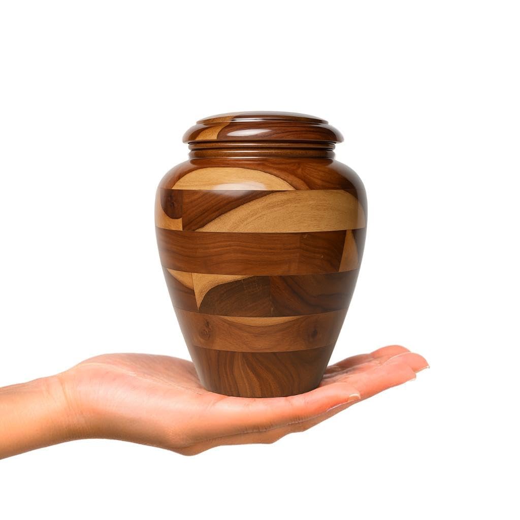 Prime Art Small Wooden Cremation Urn – Handcrafted Memorial for Human Ashes, Funeral Urn for Men & Women, Pet Urn