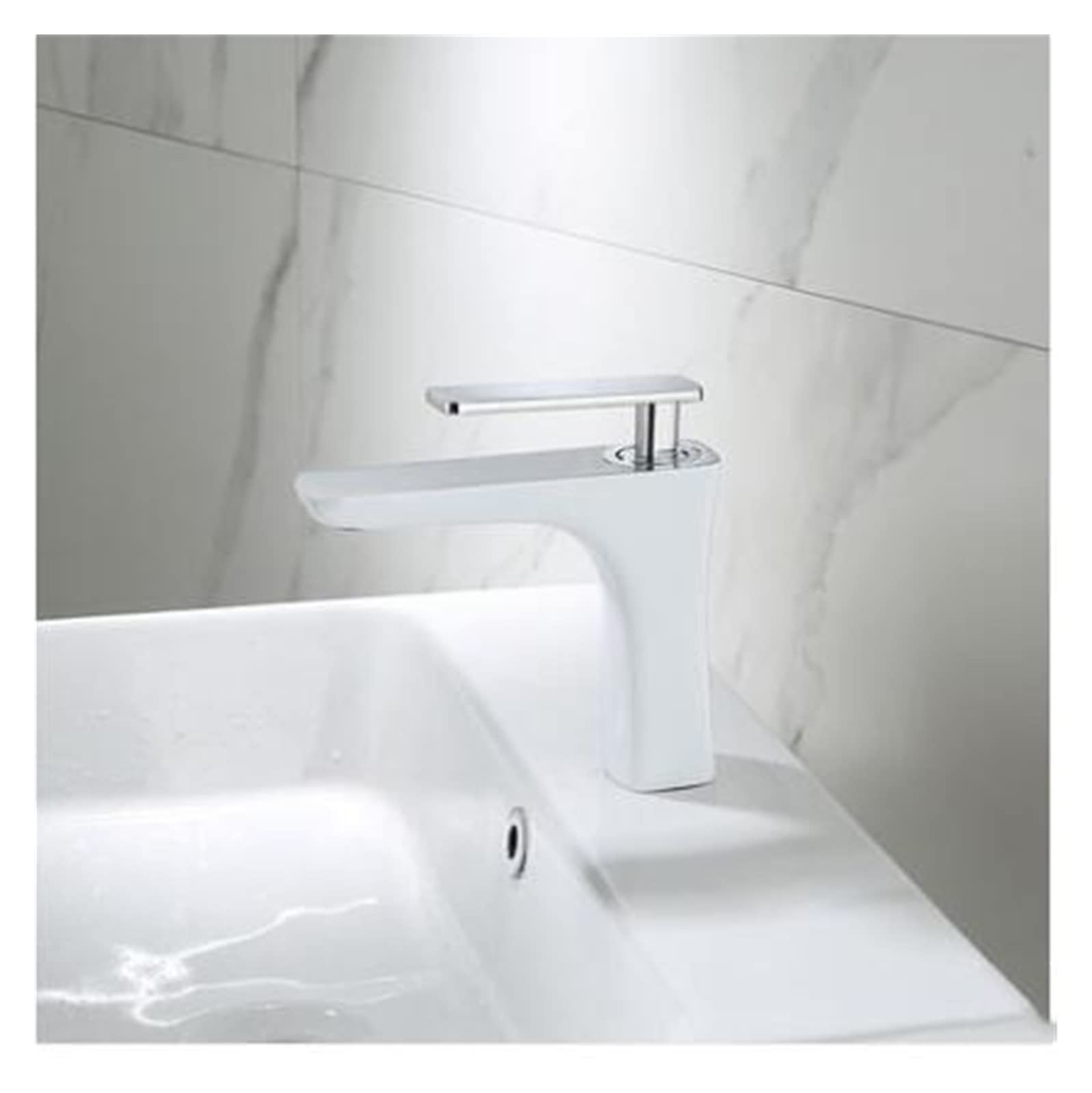 Mitigeur de lavabo en laiton massif blanc et or design luxueux pour salle de bain
