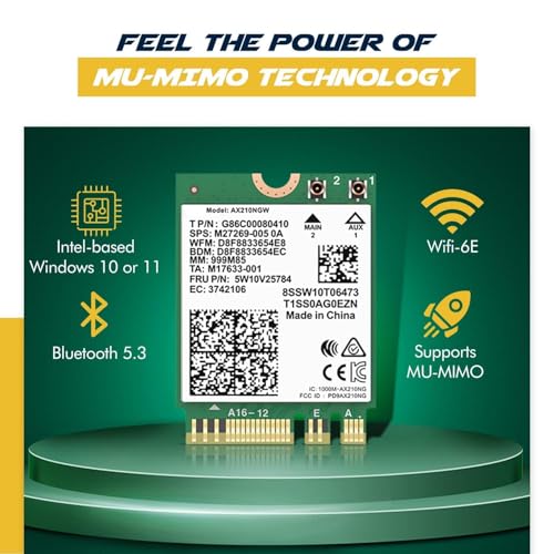 HighZer0 Electronics AX210 WiFi 6E Card | Tri-Band 2.4/5/6 GHz Wi-Fi | Up to 2.4 Gbps | M.2 WiFi Card for PC | No vPro | Supports Bluetooth 5.3 & Intel, AMD, Windows 10/11, Linux | AX210NGW (AX210) - imagen 4