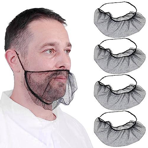 hautllaif 100 pcs Elastic Black Comfortable Protective Beard Covers 18