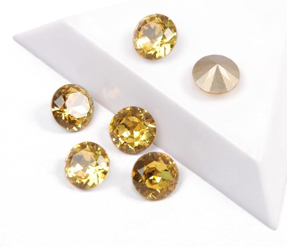 Glitter Glass Rhinestones Brilliant Cut Lt. Topaz Shiny Jewelry 3D DIY Making Beads Nail Art Decorations