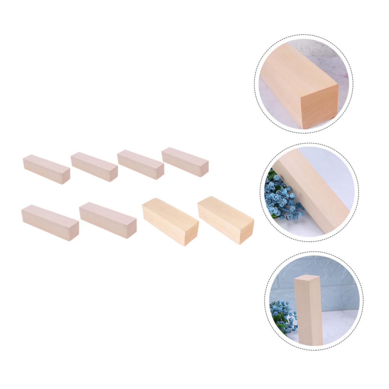 Veemoon 8 Pezzi Blocchi di Legno Naturale per Artigianato Fai da Te di Tavole in Legno Non Trattato per Intaglio e Progetti Creativi Dimensioni Miste Superficie Liscia e Sicura per Adulti