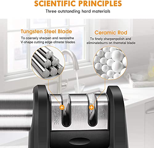 Jchope Knife Sharpener, Kitchen Knife Sharpeners, 2-Stage Knife Sharpeners Helps Repair, Restore, Polish Blades For Kitchen Straight Knife, Knife Sharpening Tool For Kitchen, Home, Hunting #TOP1