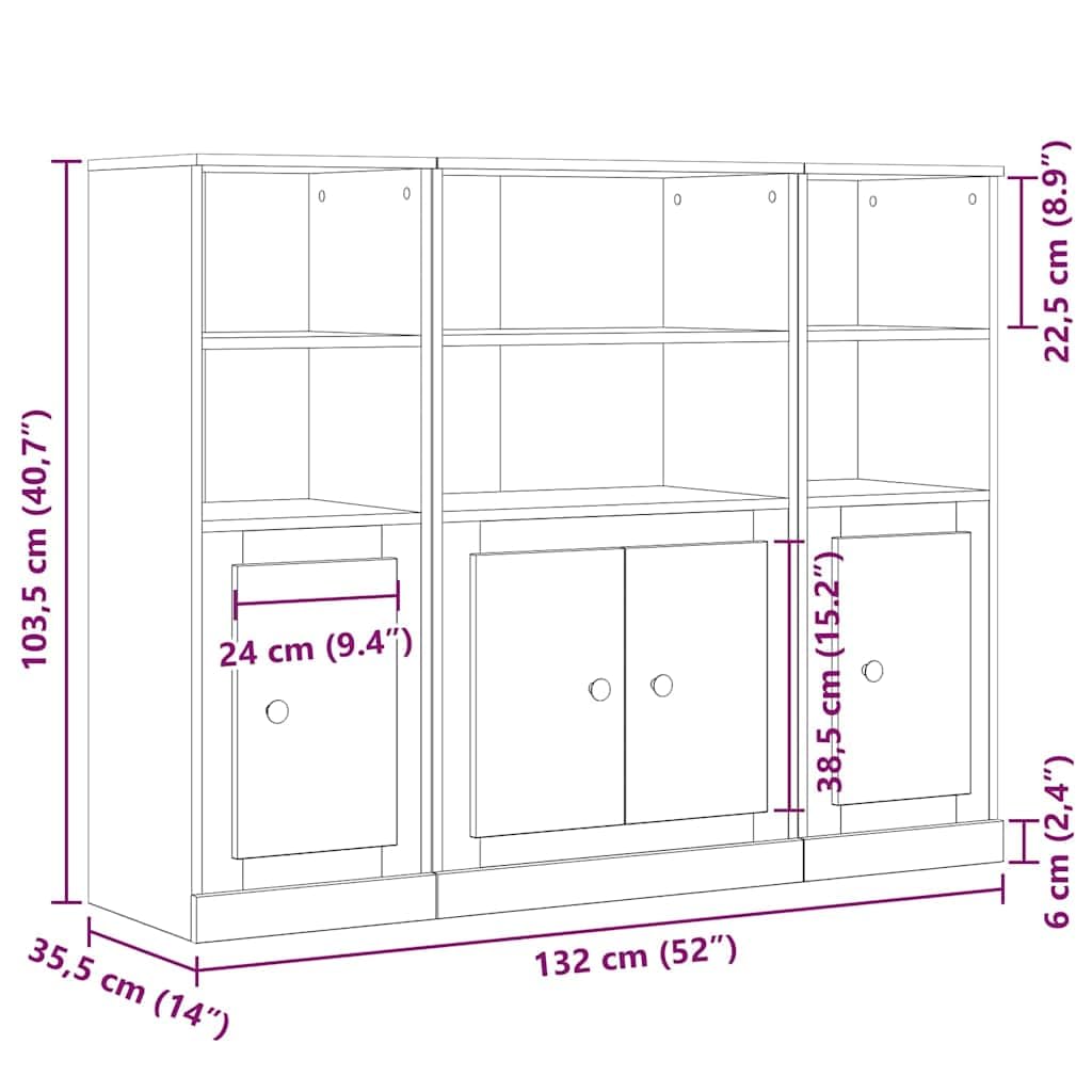 Armadietto alto di alta qualità, nero, effetto rovere, 132 x 35,5 x 103,5 cm, con 4 ante a cerniera e spazio flessibile per soggiorno, sala da pranzo, corridoio, ufficio