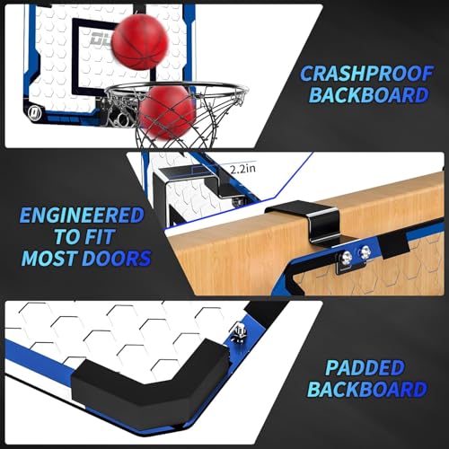 TEMI Basketballkorb Indoor, Mini-Basketballkorb mit 4 Bällen, über die Tür Basketballbrett für Kinder und Erwachsene, Basketball-Spielzeug für Jungen Mädchen Alter 3 4 5 6 7 8 9 10 11 12