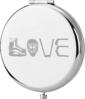 ENSIANTH Hockey Player Pocket Mirror Ice Hockey Goalie Mask Gift Hockey Team Gift Ice Hockey Lover Gift Hockey Girl Gifts (Love Hockey CA)