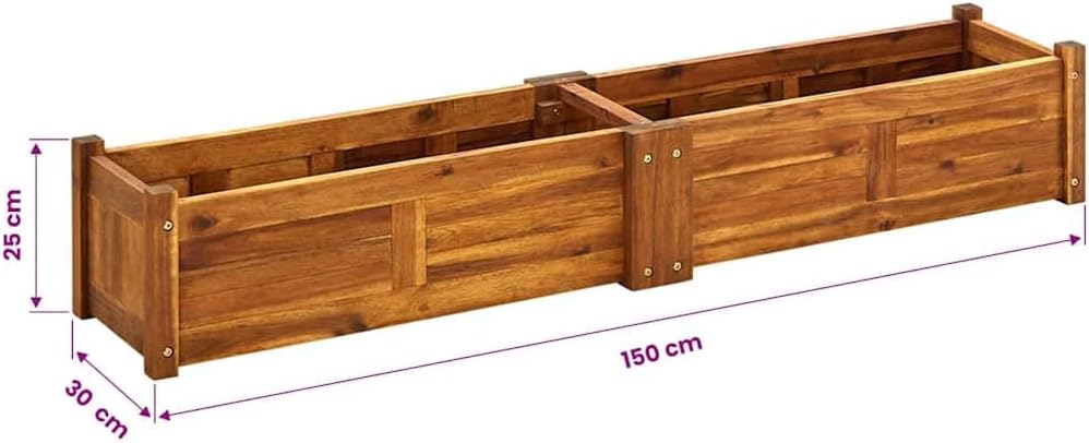 vidaXL Raised Bed Brown Acacia Wood 59.1 x 11.8 x 9.8 in Durable