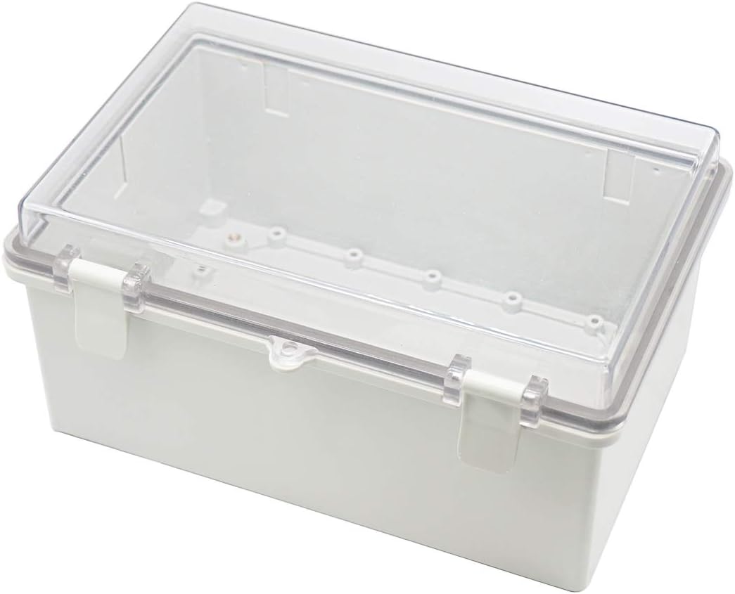 Zulkit Junction Box ABS Plastic Dustproof Waterproof IP65 Electrical Boxes Hinged Shell Outdoor Universal Project Enclosure with Mounting Plates & Wall Brackets 11.4 x 7.5 x 5.5 inch