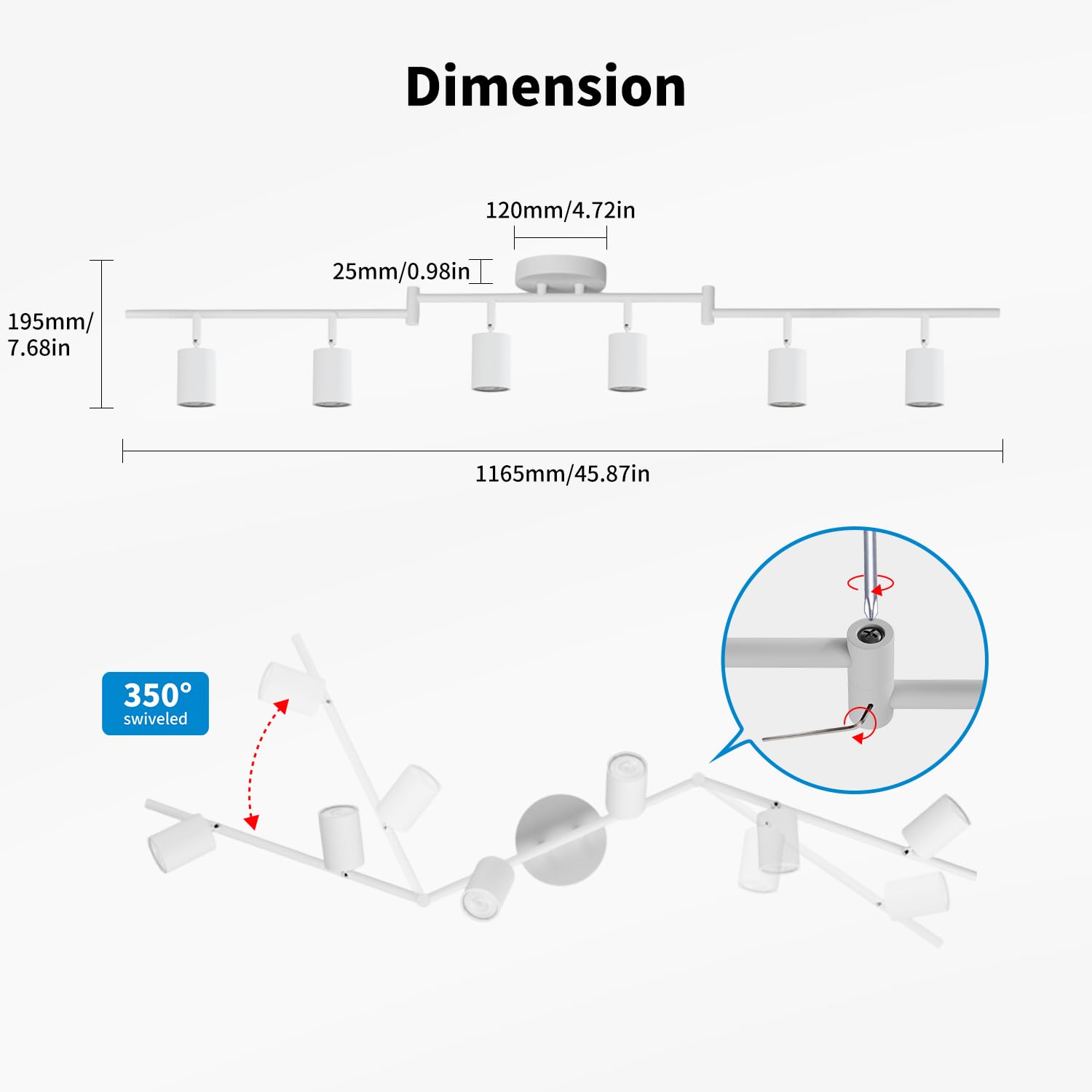LVWIT LED Deckenstrahler 6 Flammig Weiß Schwenkbar GU10 Deckenlampe Modern für Küche Wohnzimmer