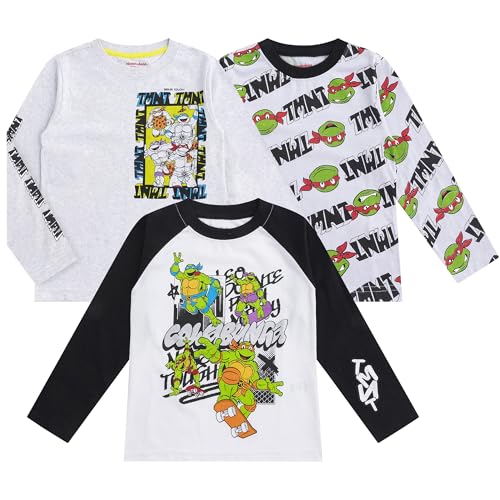 Nickelodeon Teenage Mutant Ninja Turtles TMNT Boys 3 Pack Long Sleeve Shirt for Big Kids