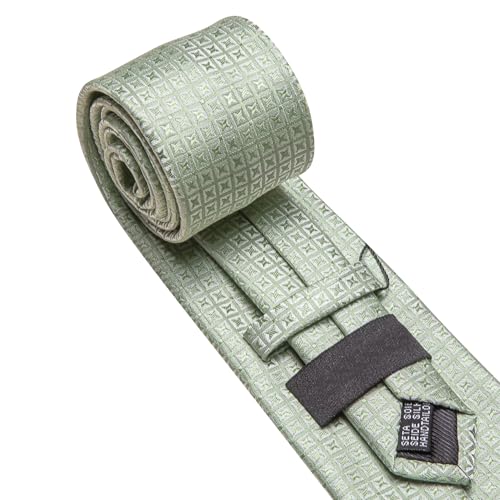 Image of Barry.Wang Classic Mens Ties Silk Necktie Pocket Square Cufflinks Set Woven Designer Wedding Business