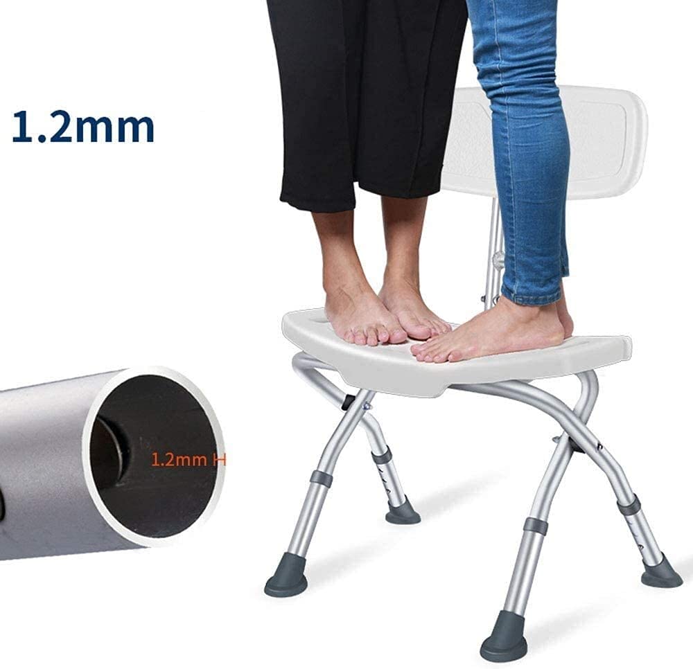 Silla de Ducha Ajustable en Altura, Seguridad Antideslizante con Brazos y Respaldo Elevado El Taburete de Ducha portátil para bañera, Auxiliar de Ducha Plegable para Personas Mayores de Edad