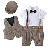 Gentleman-Outfit für Kleinkinder: Langarmhemd mit Reverskragen und Hosenträgerhose.