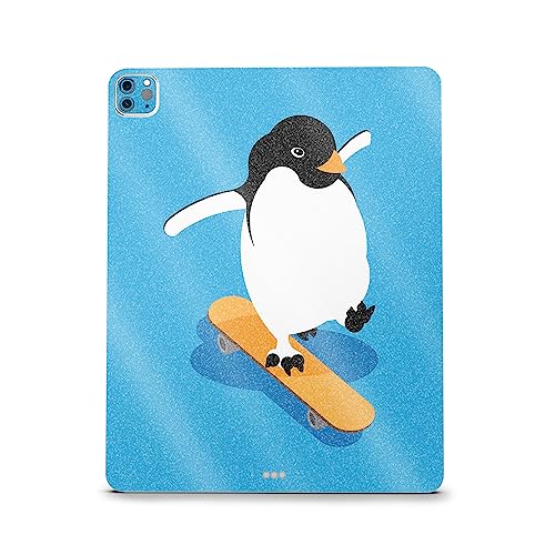 Image of MightySkins Carbon Fiber Skin Compatible with Apple iPad Pro 12.9 inch M2 6th Gen (2022) Full Wrap Kit - Skater Penguin | Protective Durable Textured Carbon Fiber Finish | Easy to Apply | Made in The USA