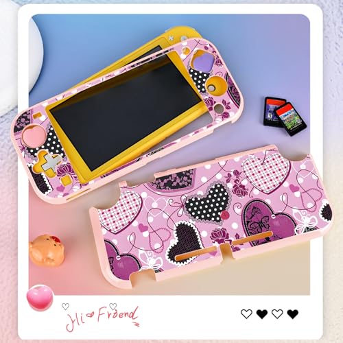 DLseego Protective Case for Switch Lite, Hard PC Protective Cover Case, Dreamy and Splendid Hearts Protector,Anti-Scratch Protector for Switch Lite with 2 Thumb Grip Caps -Retro Floral - Image 6