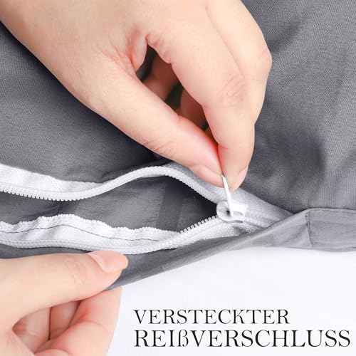 Utopia Bedding Seersucker Bettwäsche 135x200 Set - Mikrofaser Polyester Bettbezug 135x200 cm + 1 Kissenbezug 80x80 cm - Grau