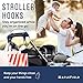Maplefield Stroller Accessory Hooks - Pack of 2, Blue - Secure Hook & Loop Straps & Clip Holders - Carabiner Clip for Diaper Bag - Universal Stroller Organizer & Cart Purse Hook