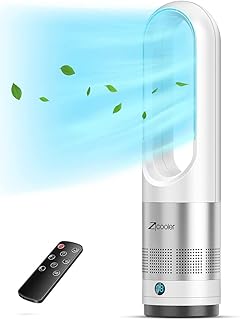 Tower Fan, 22" Bladeless Fan with Remote, 8 Speeds, Quiet Cooling, 8H Timer, 80° Swing, LED Display with Auto Off, Easy to...