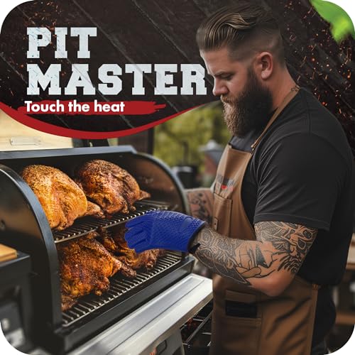 Image of KITCHEN PERFECTION Silicone Smoker Oven Gloves -Extreme Heat Resistant Bbq Gloves -Handle Hot Food Right on Your Smoker Grill Fryer Pit|Waterproof Oven Mitts Grill Gloves |Superior Value Set+3 Bonuses