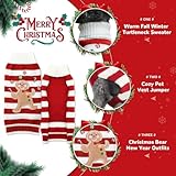 SKXEO Weihnachten Hund Pullover Kostüm, Neujahr Haustier Kostüm warm Winter Pullover gestrickt Weihnachten Haustier Kleidung für Welpen Katze Hunde (Gestreifter Lebkuchenmann-Pullover, S)