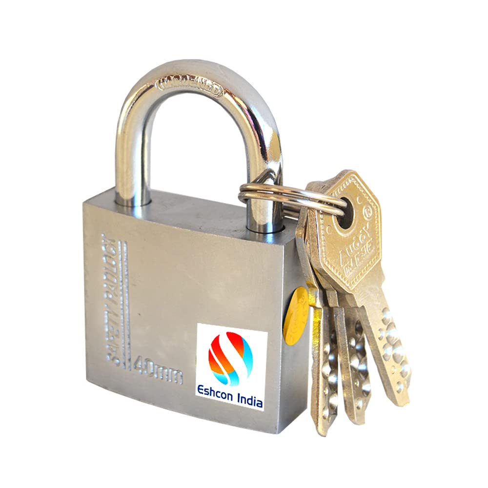 Eshcon 50MM Silver Colour Brass Cylinder Padlock [Imported] with 3 Dimple Keys Suitable for Home, Shop & Gate (B0B94V777F) Amazon Price History, Amazon Price Tracker